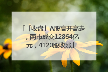 「收盘」A股高开高走，两市成交12864亿元，4120股收涨
