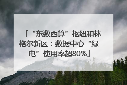 “东数西算”枢纽和林格尔新区：数据中心“绿电”使用率超80%