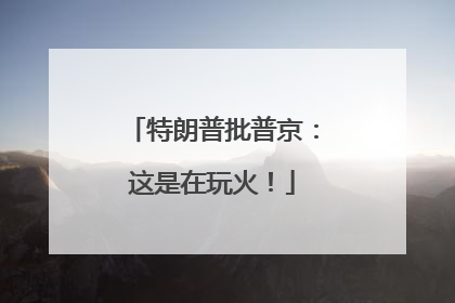 特朗普批普京：这是在玩火！