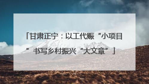 甘肃正宁：以工代赈“小项目”书写乡村振兴“大文章”