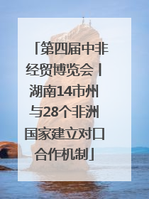 第四届中非经贸博览会丨湖南14市州与28个非洲国家建立对口合作机制