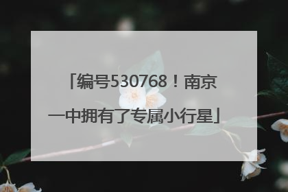 编号530768！南京一中拥有了专属小行星