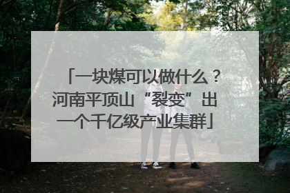 一块煤可以做什么？河南平顶山“裂变”出一个千亿级产业集群