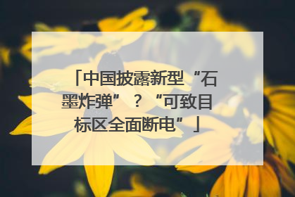 中国披露新型“石墨炸弹”？“可致目标区全面断电”