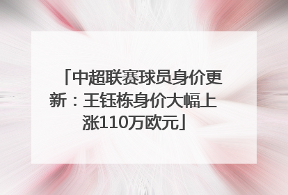 中超联赛球员身价更新：王钰栋身价大幅上涨110万欧元