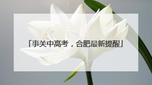 事关中高考，合肥最新提醒