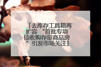 去库存工具箱再扩容 “首批专项债收购存量商品房”引发市场关注