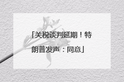 关税谈判延期！特朗普发声：同意