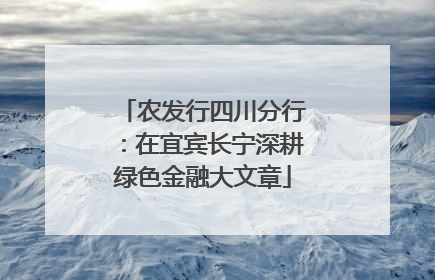 农发行四川分行：在宜宾长宁深耕绿色金融大文章