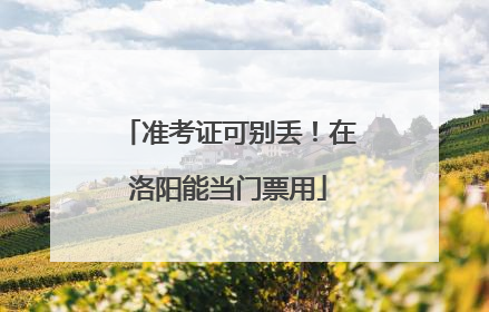 准考证可别丢！在洛阳能当门票用