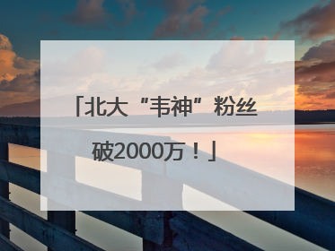 北大“韦神”粉丝破2000万！