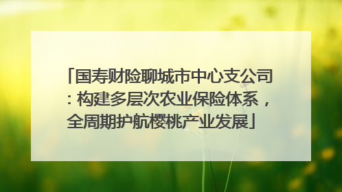 国寿财险聊城市中心支公司：构建多层次农业保险体系，全周期护航樱桃产业发展