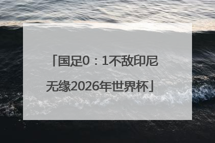 国足0：1不敌印尼 无缘2026年世界杯