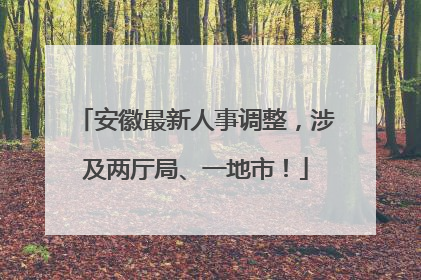 安徽最新人事调整，涉及两厅局、一地市！