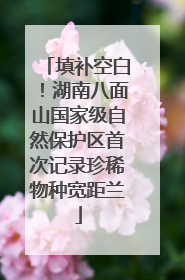 填补空白！湖南八面山国家级自然保护区首次记录珍稀物种宽距兰