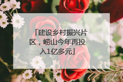 建设乡村振兴片区，崂山今年再投入1亿多元