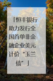 恒丰银行助力发行全国首单非金融企业美元计价“玉兰债”