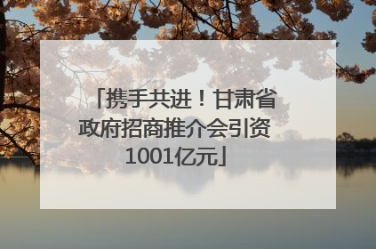 携手共进！甘肃省政府招商推介会引资1001亿元