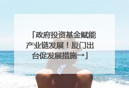 政府投资基金赋能产业链发展！厦门出台促发展措施→