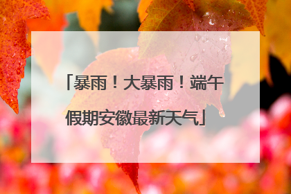 暴雨！大暴雨！端午假期安徽最新天气