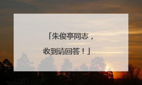 朱俊亭同志，收到请回答！