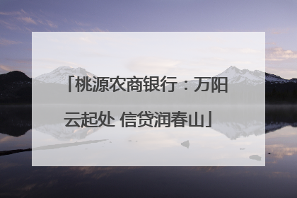桃源农商银行：万阳云起处 信贷润春山