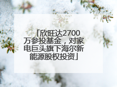 欣旺达2700万参投基金，对家电巨头旗下海尔新能源股权投资