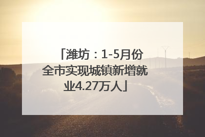 潍坊：1-5月份全市实现城镇新增就业4.27万人