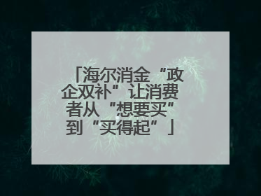 海尔消金“政企双补”让消费者从“想要买”到“买得起”