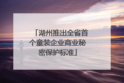 湖州推出全省首个童装企业商业秘密保护标准
