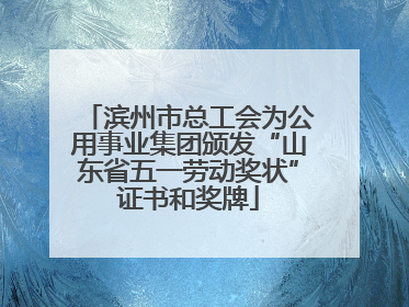 滨州市总工会为公用事业集团颁发“山东省五一劳动奖状”证书和奖牌