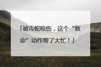 被毒蛇咬伤，这个“救命”动作帮了大忙！