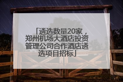 遴选数量20家，郑州机场大酒店投资管理公司合作酒店遴选项目招标