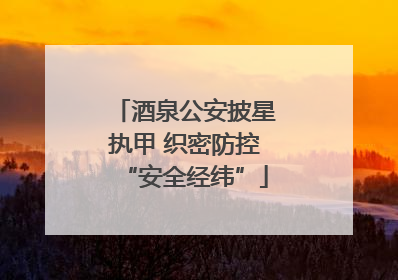 酒泉公安披星执甲 织密防控“安全经纬”