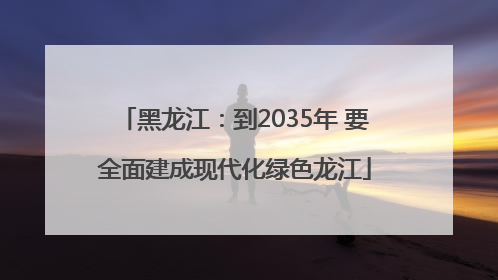 黑龙江：到2035年 要全面建成现代化绿色龙江
