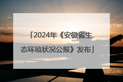 2024年《安徽省生态环境状况公报》发布