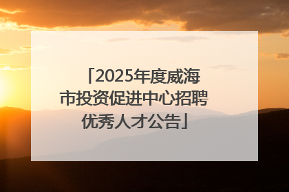 2025年度威海市投资促进中心招聘优秀人才公告