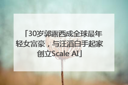30岁郭露西成全球最年轻女富豪，与汪滔白手起家创立Scale AI
